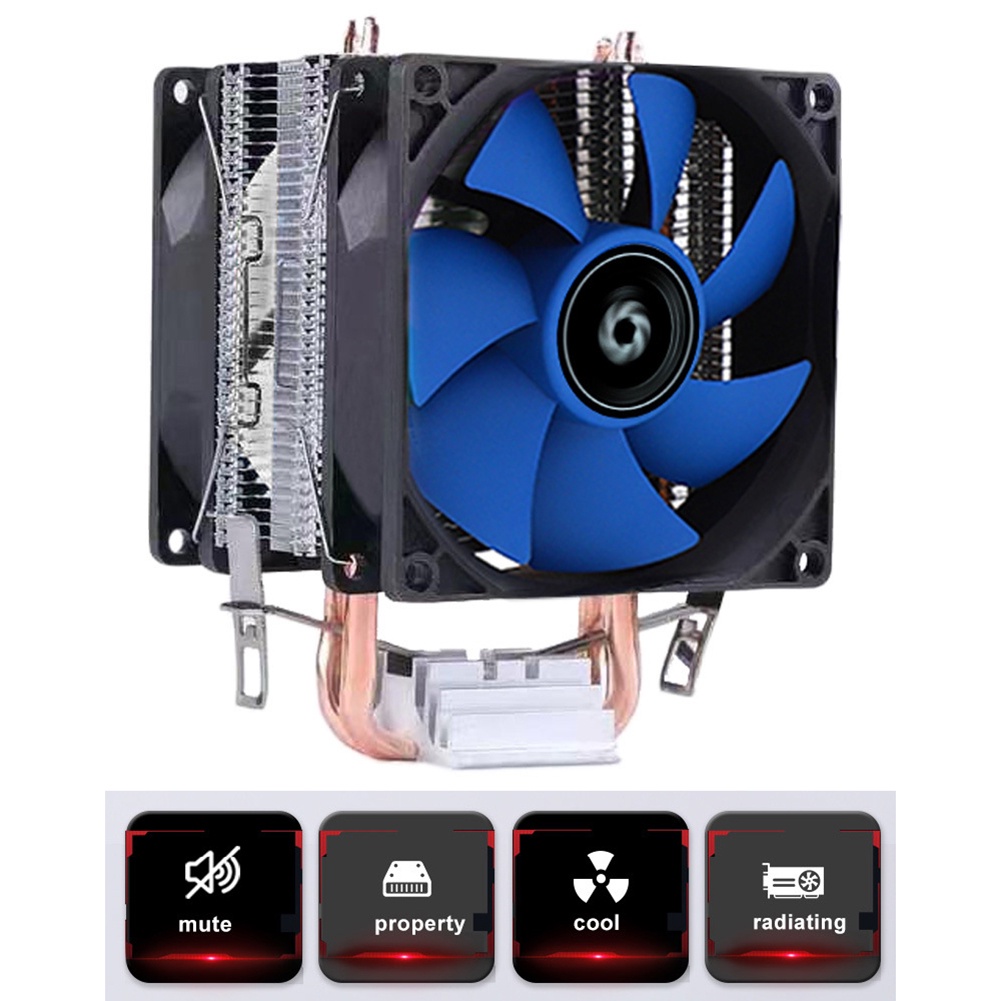 ஐX200 CPU Cooler Radiator Fan 2 Heat Pipes 3 Pin 2000RPM Quiet Cooling ...