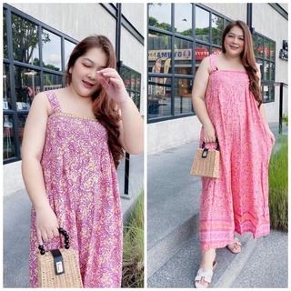 Size up จั๊มสูท ชุดจั๊ม จั๊มสูทสายเดี่ยว สาวอวบ อก 46” Bigsize Oversize