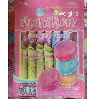 Macaron sandwich biscuits  รสนม เลมอน สตอเบอรี่ 300กรัม(12ซอง)