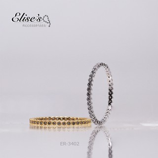 Elises ER-3402 แหวนเพชรล้อมรอบวง CZ เกรดพรีเมี่ยม หน้าเพชร 1 สต บางเฉียบ ใส่สวย สไตล์มินิมอล แหวนนิ้วก้อย แหวนเกาหลี