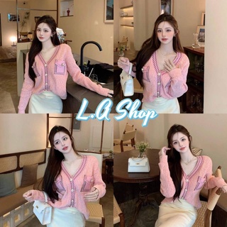 L.A Shop พร้อมส่ง เสื้อไหมพรมแขนยาว กระดุมด้านหน้าลุดคคุณนายคุณหนู "4Y019"