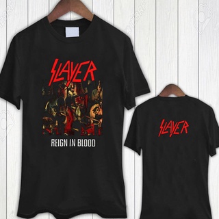 เสื้อยืดครอปเสื้อยืด พิมพ์ลายวง Reign In Blood TshIrt SLAYER 2 ด้าน สําหรับผู้ชาย และผู้หญิงS-5XL