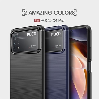 Xiaomi Poco X4 Pro M4 Pro 5G เคสคาร์บอนไฟเบอร์ กันกระแทก เคสโทรศัพท์ ยืดหยุ่น ซิลิโคน กันชน เคส