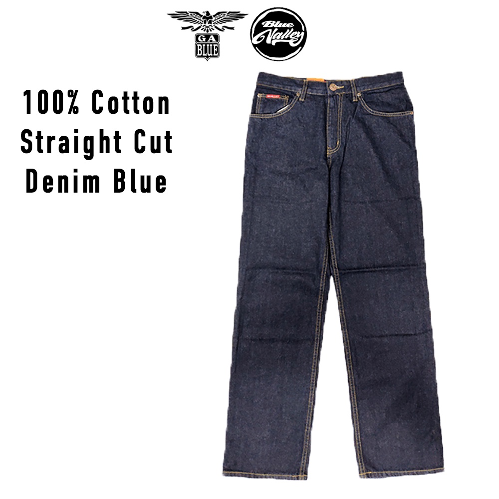 GA Blue Mens Normal Rise Straight Cut Jeans 9911 1897/1997 Raw Dark Blue
