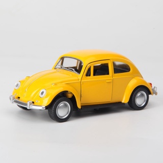 ของแท้ โมเดลรถยนต์ 1/32 VW Beetle Volkswagen Beetle เครื่องประดับ สีเหลือง เปิดประตูได้