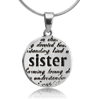 Suvani Jewelry - Sterling Silver "Sister" Inspiration Love Words พร้อมสร้อยเงิน ยาว 18 นิ้ว