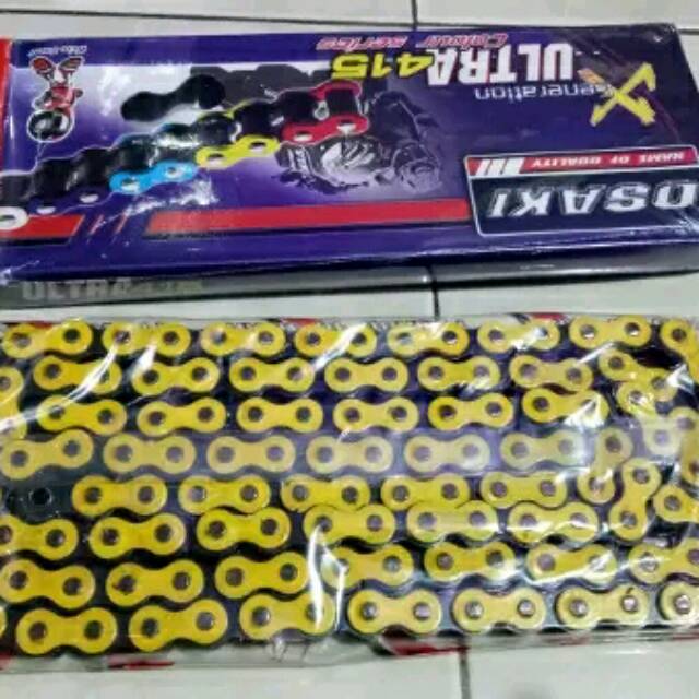 โซ่แข่ง Osaki Made In Thailand ความหนา 415 ยาว 126L to Geer 415 สี เหลือง