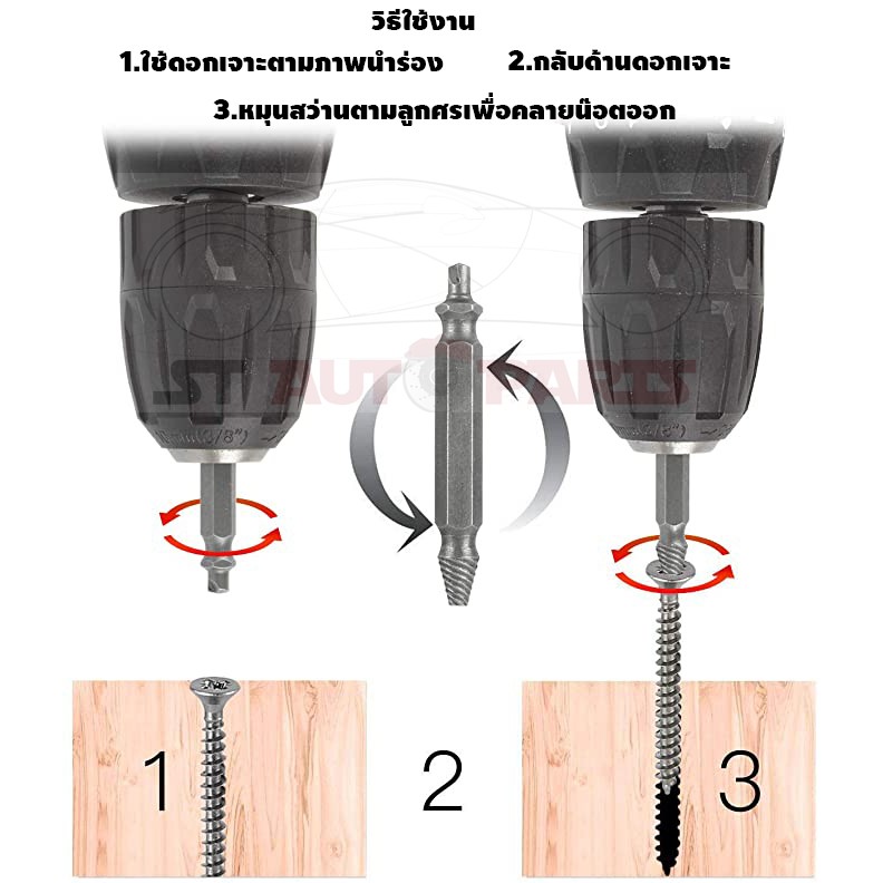 ดอกถอนเกลียวเสีย ชุดดอกถอดเกลียวหัวน็อตเสีย  ดอกถอนสกรู ดอกถอดสกรู ดอกถอดเกลียวเสีย ดอกถอดเกลียวหัวน๊อตรูด 4 ชิ้น - รูปที่ 4