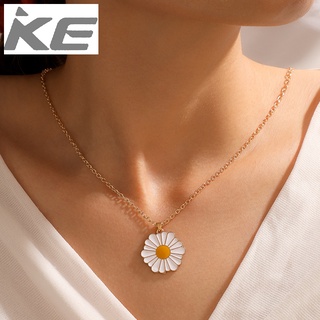 Simple Jewelry White Daisy Drop Necklace Small Fresh Flower Single Necklace for girls for wome