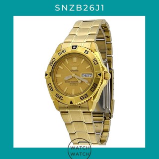 Seiko 5 Sports Automatic Gold Dial Mens Watch SNZB26J1