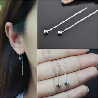 Silver-Aholic ต่างหูเงินแท้ แบบสายรูด ลายหัวใจ