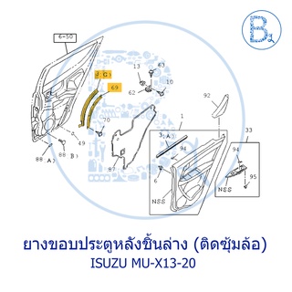 **อะไหล่แท้** ยางขอบประตูหลัง ชิ้นล่าง / คิ้วประตูหลัง ISUZU MU-X ปี 13-20