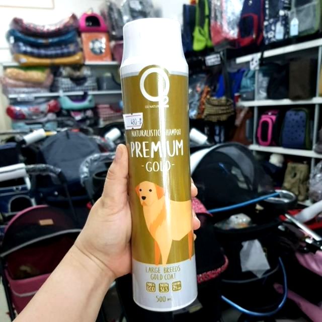 O2 แชมพูสุนัข ขวดทอง สูตรลดกลิ่นตัว หอมมาก Dog shampoo Premium gold แชมพูหมา สูตรหมาไซส์ใหญ่  500 ml
