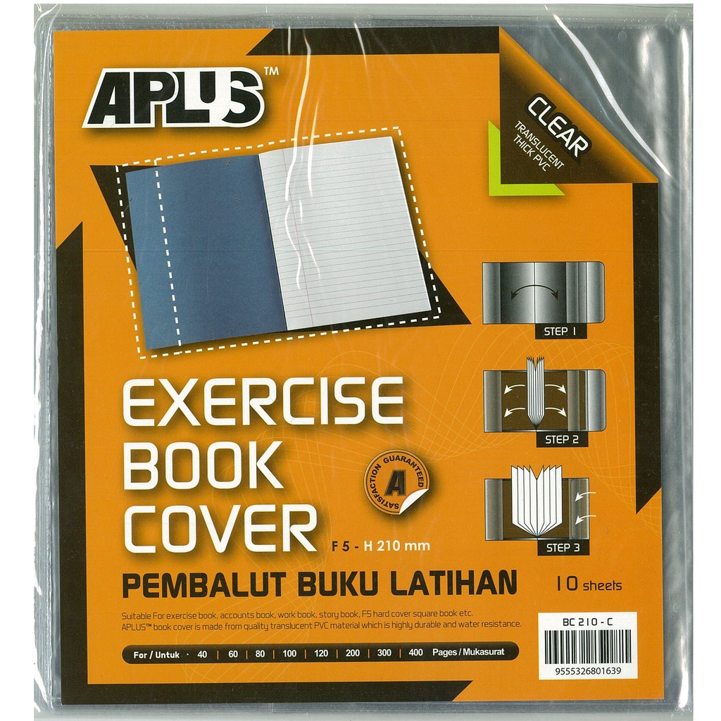 APLUS F5-H210mm ปกหนังสือออกกําลังกาย/ห่อหนังสือ 包书纸 (ใส) - 1 แพ็ค 10 แผ่น