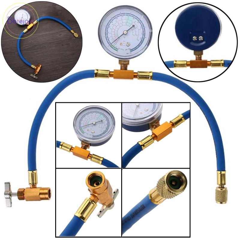 R134A To R12/ R22 Refrigerant Recharge Hose Pipe With Can Tap Pressure-Gauge