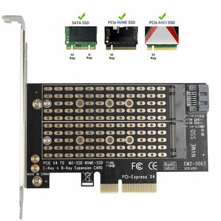 ราคา(EM2-5003)Pcie To M2/M.2 Adapter M.2 Ngff To Desktop X4 X8 X16 Nvme Sata Dual Card(ใช้ได้ทั้ง NVMe และ m.2sata)