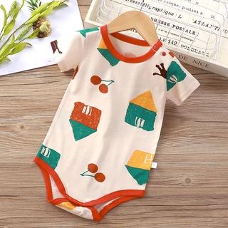 【Aระดับความปลอดภัยของวัสดุ】ขายเด็กใหม่0ปี1Onesies ทารกเพศหญิงผายลมเสื้อผ้าผู้ชายแขนสั้นฤดูร้อน3เดือน6เสื้อผ้าดิบสามเหลี่