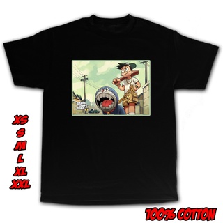 เสื้อสาวอวบ - เสื้อยืดสําหรับผู้ชาย▥เสื้อยืด K.GTA Grand Theft Doraemon Shirt (GS33) สําหรับผู้ชาย/