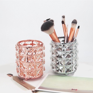 [HOMYL1] Crystal Makeup Brush Organizer Storage Bucket Home Bathroom Tabletop Holder