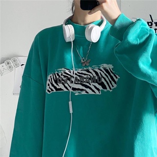 Sweater womens autumn 2021 New Korean style ins printed loose bf round neck long sleeve pullover thin top