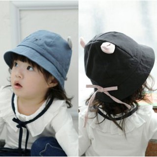 Q22F Bucket Hat หมวกเด็ก หมวกปีกกว้าง สายรัดเชือกด้านหลัง