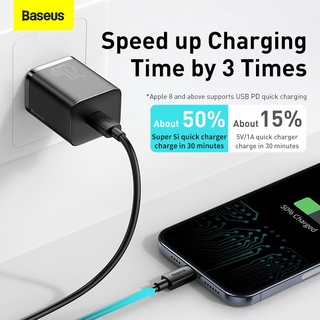 *Baseus เซ็ตหัวชาร์จ+สายชาร์จ Type c to iP 20W CN Sets Super Si Quick Charger 1C