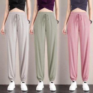 Y20905 กางเกงวอร์มขายาวผู้หญิง ฟรีไซส์ เอวยืด 24-40 นิ้ว มีให้เลือก 6 สี