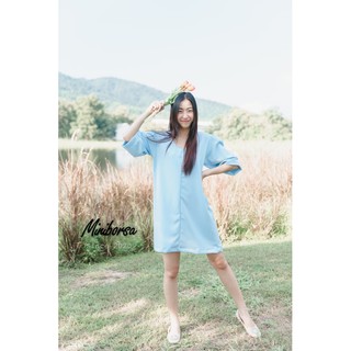 เดรสผ้าฮานาโกะ (สีฟ้า) Casual Pastel Dress