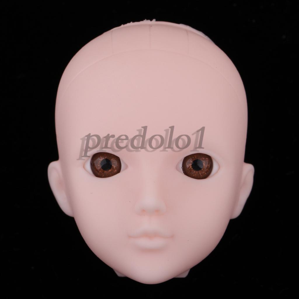 หัวตุ๊กตาพลาสติกพร้อมดวงตาสีน้ําตาลสําหรับ 1/6 bjd doll parts