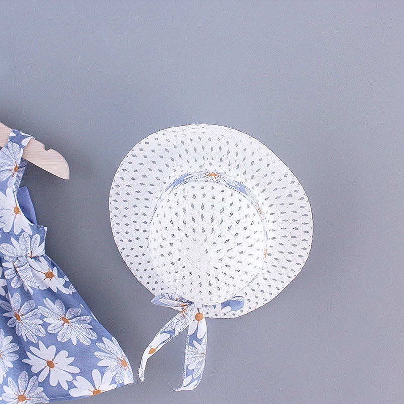 ชุดเดรสกระโปรง พิมพ์ลายดอกเดซี่ ประดับโบว์ ขนาดเล็ก พร้อมหมวก แฟชั่นฤดูร้อน สําหรับเด็กผู้หญิง อายุ 0-3 ปี - รูปที่ 6