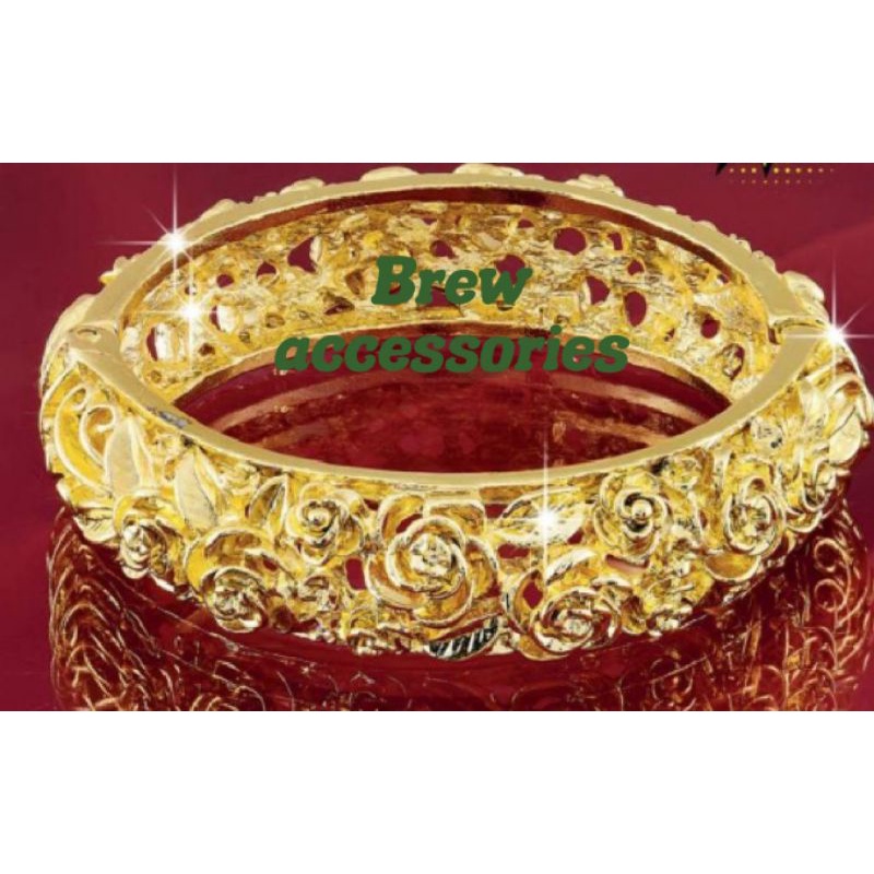 พร้อมส่ง🌟⚡กำไลข้อมือชุบทอง24kฉลุลายกุหลาบ