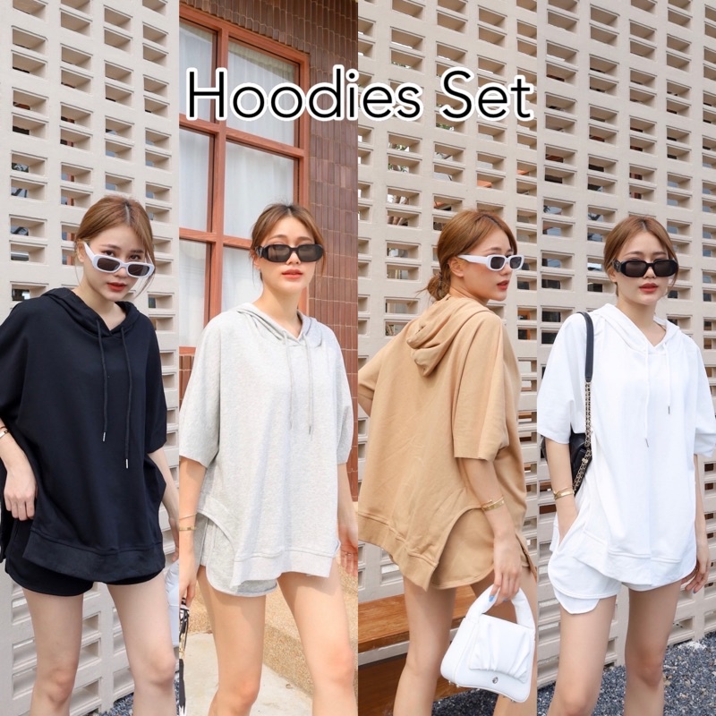 (พร้อมส่ง)HOODIES SET-ชุดเซทวอม จึ้งมาก หมดช่วง wfh แล้ว เราก็ต้องทำคอนเทนท์เก๋ๆ  เนื้อผ้าคอตตอน ใส่