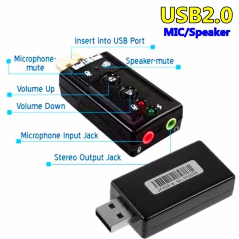 ซาวด์การ์ด การ์ดเสียงUSB2.0 Sound Card Adapter Audio 3D 12Mbps Virtual 7.1