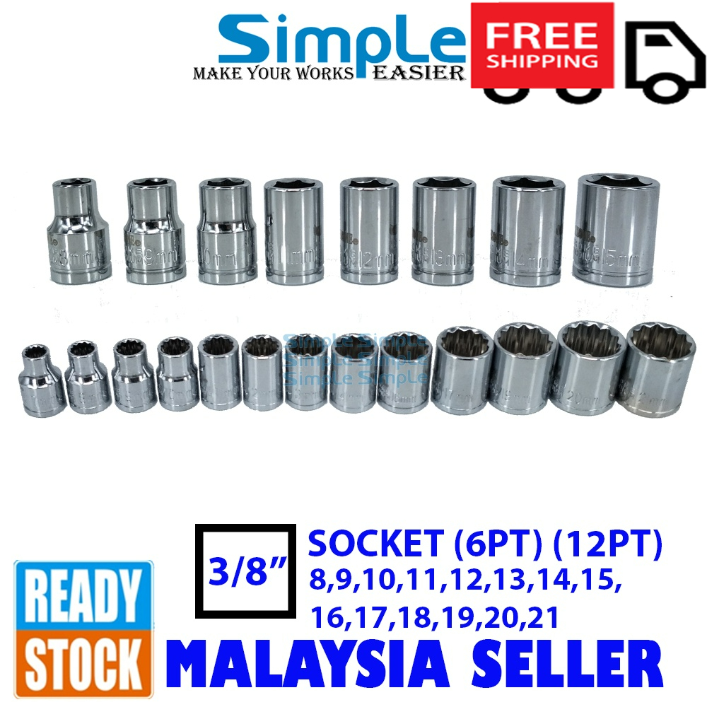 3/8" Markone socket 6pt 12pt 3/8" socket box sederahana box เครื่องมือขนาดกลาง Ratchet Socket