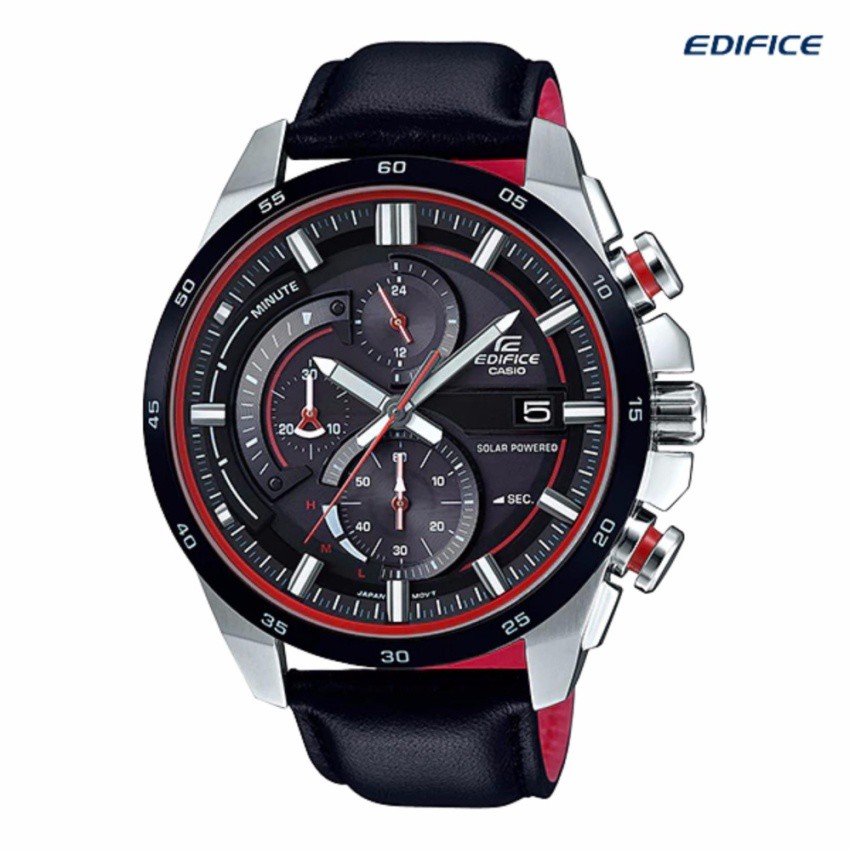 Casio Edifice นาฬิกาข้อมือผู้ชาย สายหนัง รุ่น EQS-600BL-1A Solar power