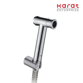 Karat Faucet ชุดฉีดชำระสแตนเลส 304 พร้อมสายและขอแขวน แบบปุ่มกด (สายสแตนเลสยาว 120 ซม.)