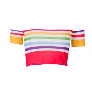 Pre-Order เสื้อปาดไหล่ สายฝอ สีรุ้ง หลายสี Rainbow วัยรุ่นฮิตมาก