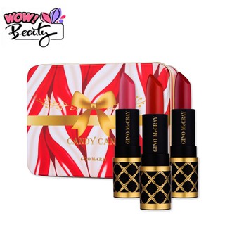 GINO MCCRAY CANDY CANE MINI LIPSTICK SET-จีโน่ แม็คเครย์ แคนดี้ เคน มินิ ลิปสติก เซ็ท (1 กล่อง มี 3 แท่ง 3 สี )