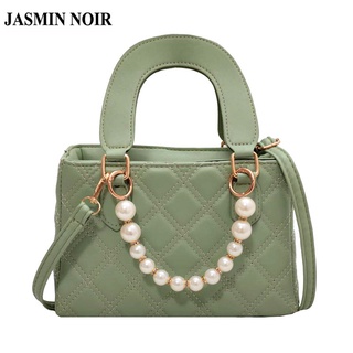 Jasmin NOIR กระเป๋าถือ กระเป๋าสะพายไหล่ ลายสก๊อต ประดับมุก สําหรับสตรี