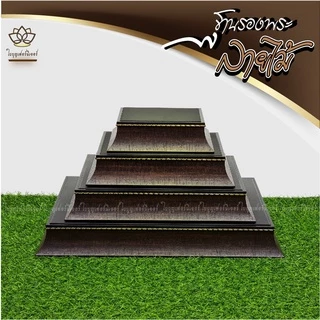 ฐานรองพระ ลายไม้ ใบบุญเฟอร์นิเจอร์ ฐานพระสีดำ แท่นวางพระ สูง 2 นิ้ว [ B026-8 ]