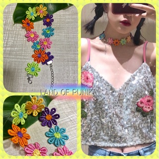 🌈พร้อมส่ง💚โชคเกอร์ ดอกไม้ 💐