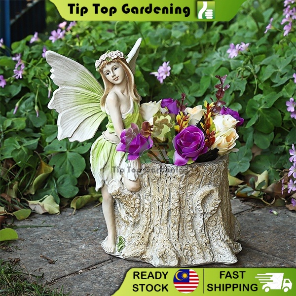TIPTOP ขนาดใหญ่ Fairy ตกแต่งหม้อเรซิ่น Hand Craft เครื่องประดับดอกไม้ Jar ตกแต่งสวนกลางแจ้ง QT 001 仙