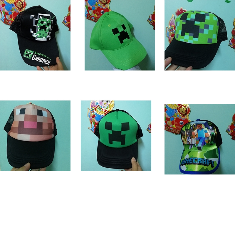 6 รูปแบบเกม Minecraft Creeper Steve หมวกเด็กปรับการ์ตูนพิมพ์เบสบอลหมวกกีฬากลางแจ้งหมวกตาข่ายฤดูร้อน Sun หมวกเด็ก Snapback ชายหญิง Hip Hop หมวก