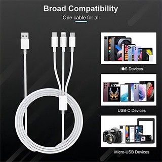 สายชาร์จเร็ว 3 In 1 1 เมตร 5V 2A สําหรับ Android Type-C IP Micro USB Mini 3.0 Type C