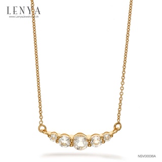 Lenya Jewelry สร้อยคอเงินแท้ 925 ประดับพลอยสีขาว ไวท์โทแพซ ( White Topaz ) ชุบทอง18 เค ดีไซน์สุดน่ารักในลุคสาวหวาน สดใส