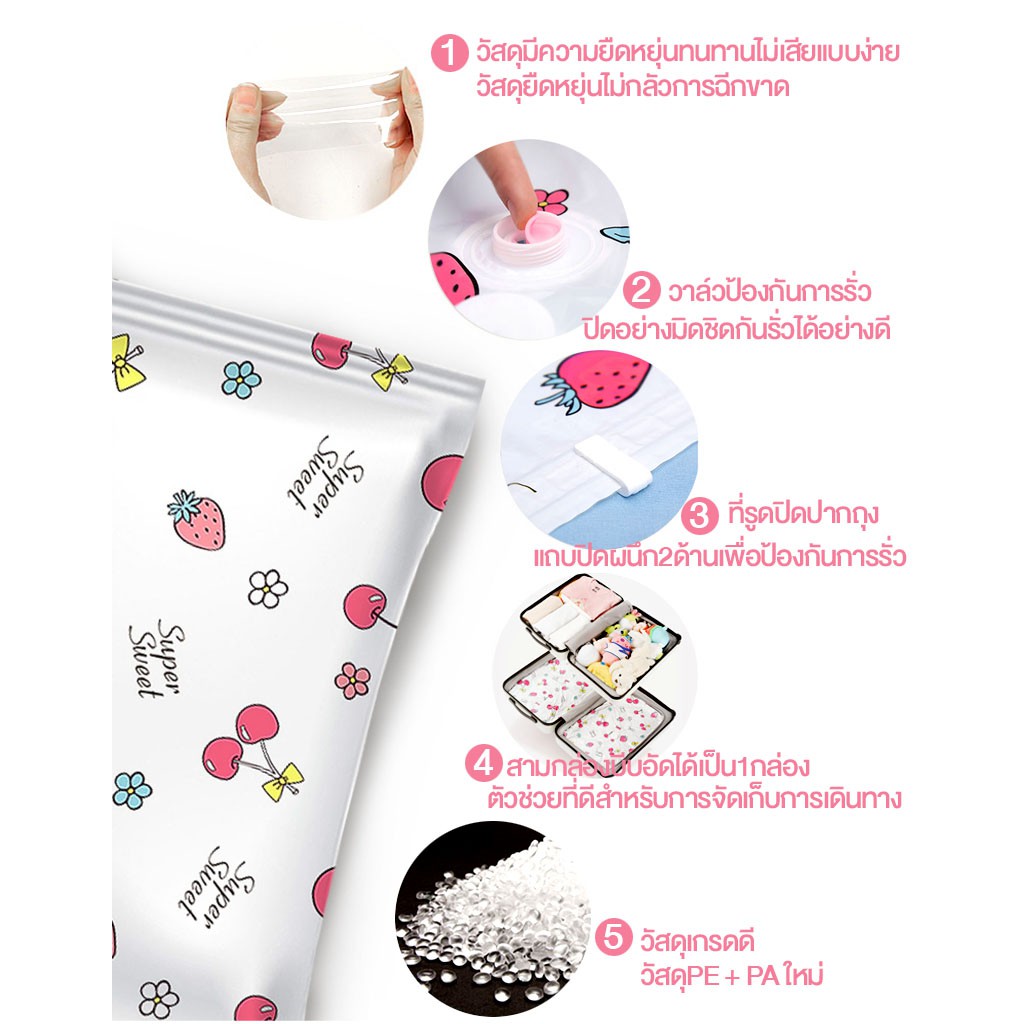 ถุงสูญญากาศ จัดเก็บของ กระชับพื้นที่ มีวาล์วถุงเหนียวมีความทนทานไม่ขาดง่าย vacuum bag - รูปที่ 5