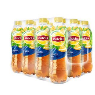 LIPTON ลิปตัน รสเลมอน ชาดำพร้อมดื่ม ปริมาตรสุทธิ 445ml ยกแพ็ค 12ขวด BLACK TEA LEMON