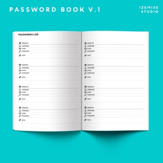 PASSWORD BOOK v1 สมุดจดบันทึกพาสเวิร์ด