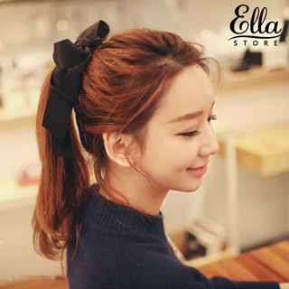 Ellastore123 ยางรัดผมซาตินสองชั้นประดับโบว์