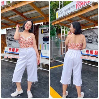 #สำหรับสาวอ้วนอวบ กางเกงยีนส์ขา7ส่วนเอวสูง